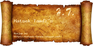Hatsek Tamás névjegykártya